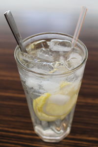 Close-up of ice tea on table