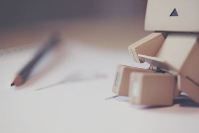 Close-up of paper on table