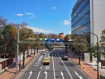 View of city street against sky