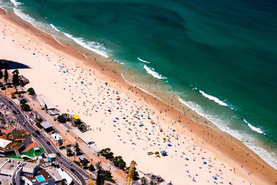 High angle view of people on beach