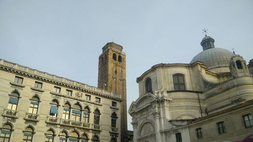 Low angle view of san geremia against clear sky on sunny day