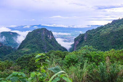 Scenic view of mountains against sky