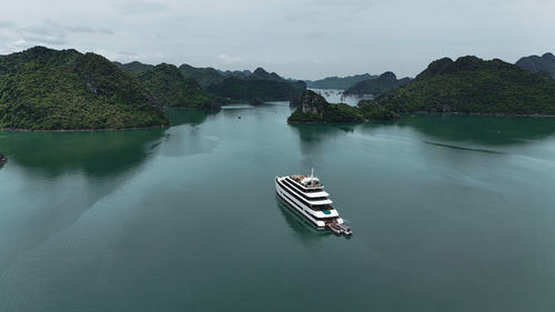 High angle view of boat in sea