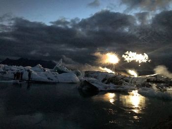 Scenic view of sea against sky during winter
