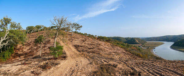 Scenic view of land against sky