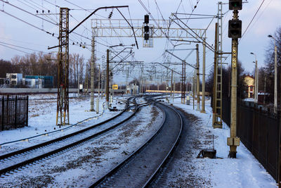 View of railway tracks in winter