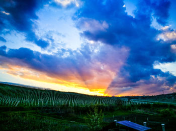 Scenic view of landscape against sky during sunset