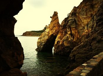 Rock formations on cliff