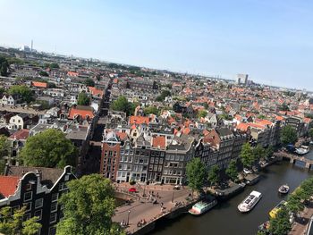 High angle view of townscape against sky