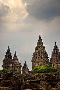 Low angle view of temple against sky during sunset