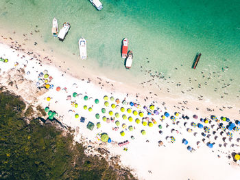 High angle view of people on beach