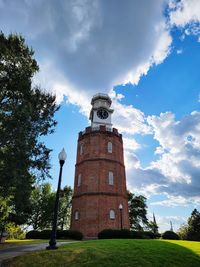 Low angle view of statue against sky