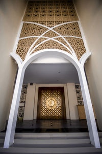 Low angle view of illuminated entrance of building