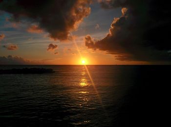 Scenic view of sea at sunset