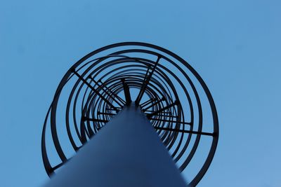 Directly below shot of built structure against clear blue sky