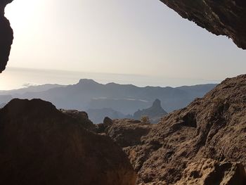 Scenic view of mountains against clear sky