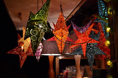 Illuminated christmas tree at night