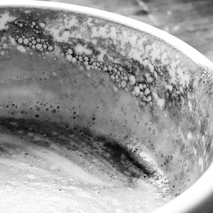 High angle view of coffee in glass