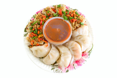 Directly above shot of meal served in bowl