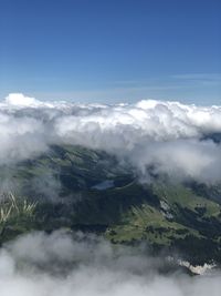 Aerial view of mountains against sky