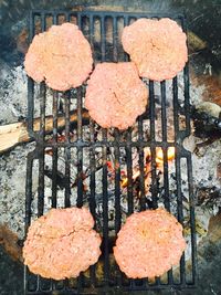 Close-up of meat on barbecue grill