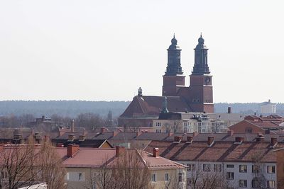 High angle view of townscape against sky