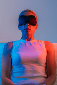 Chroma therapy. red and blue light therapy concept.