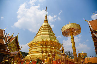 Low angle view of traditional building against sky,wat phrathat doi suthep chiang mai thailand. 