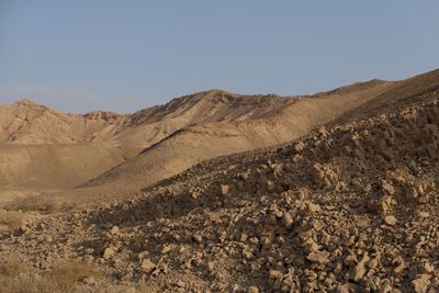 Scenic view of arid landscape in desert
