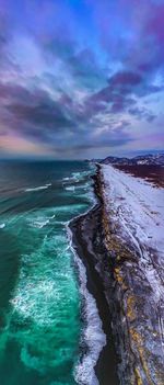 High angle view of sea during sunset