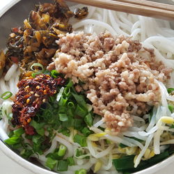 Close-up of chopped vegetables in bowl