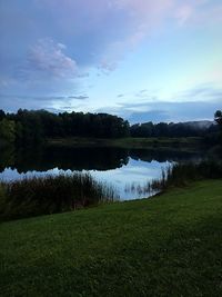 Scenic view of lake against sky