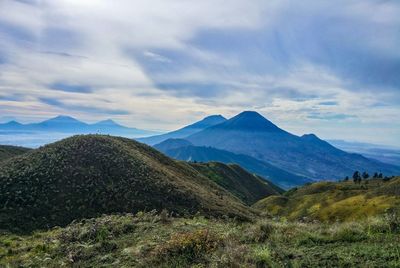 Scenic view of mountains against sky