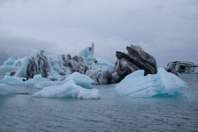 Scenic view of frozen sea against sky