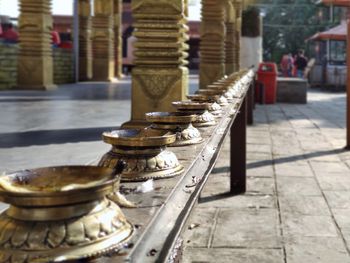 Close-up of temple against building