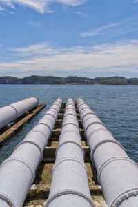 Panoramic view of river against sky