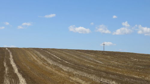 Farm field against sky