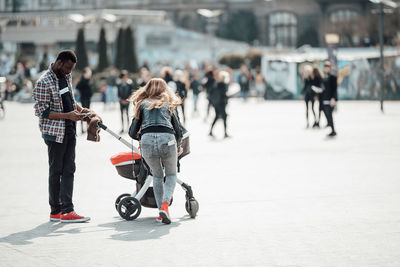 People on street in city