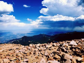 Scenic view of rocky mountains against sky