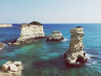 Scenic view of sea against clear sky