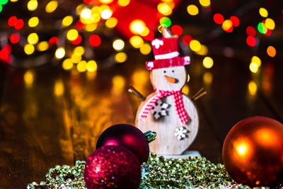 Close-up of illuminated christmas tree