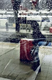 Wet glass window in rainy season