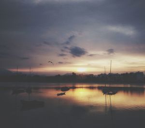 View of lake against sky during sunset