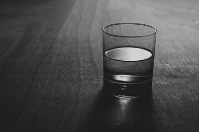 High angle view of beer glass on table