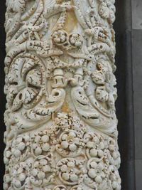 Close-up of carving on wall