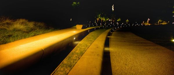 Light trails on road at night