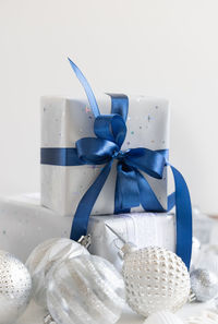 Close-up of christmas decoration on table