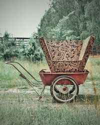 View of abandoned seat on field