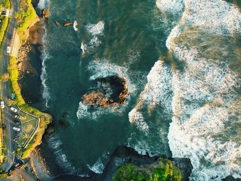 High angle view of sea waves