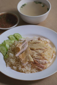 High angle view of meal served in plate